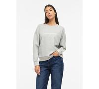 Sweater VILA "VISIFFI IMAGINE O-NECK L/S TOP/PB", Damen, Gr. L, light grau melange print:embroidery snow weiß, birch, Sweatware, Obermaterial: 80% Polyester, 15% Viskose, 5% Elasthan, bedruckt, regula
