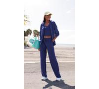 Sweater VIVANCE, Damen, Gr. 44/46, blau (dunkelblau meliert), Frottee, Obermaterial: 51% Polyester, 49% Baumwolle. Kapuzenfutter: 60% Baumwolle, 40% Polyester, unifarben, Basic lang, Rundhals, angeset