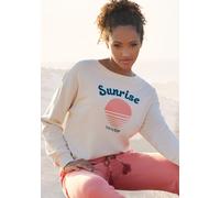 Sweater VIVANCE, Damen, Gr. 48/50, beige (creme), Sweatware, Obermaterial: 60% Baumwolle, 40% Polyester, bedruckt, unifarben, lässig geschnitten normal, Rundhals, Bündchen, Sweatshirts, mit schönem Fr