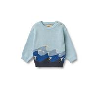 Sweater WHEAT "WHEAT Jacquard Pullover Knud", Jungen, Gr. 80, summer sky, 100% Baumwolle, unifarben, Rundhals, Sweatshirts Sweater (61175732-80) summer sky