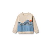 Sweater WHEAT "WHEAT Sweatshirt L/S print Steff", Jungen, Gr. 122, beige (winter blau), 100% Baumwolle, bedruckt, Rundhals, Sweatshirts Sweater (21916024-122) winter blau