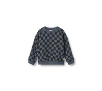 Sweater WHEAT "WHEAT Sweatshirt L/S Sandro", Mädchen, Gr. 110, blau (navy blau check), 100% Baumwolle, bedruckt, Rundhals, Sweatshirts Sweater (53035631-110) navy blau check