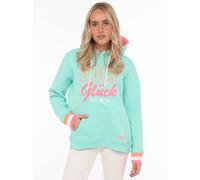 Sweater ZWILLINGSHERZ ""Dorfglück"", Damen, Gr. L/XL (L/XL), grün (mint), Obermaterial: 50% Baumwolle, 50% Polyester, comfort fit hüftbedeckend, V-Ausschnitt, Sweatshirts Sweater, mit ländlichem Charm