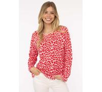 Sweater ZWILLINGSHERZ ""Leo allover"", Damen, Gr. L/XL (L/XL), rot, Sweatware, Obermaterial: 50% Baumwolle, 50% Polyester, animal-print, comfort fit hüftlang, Rundhals, Sweatshirts Sweater, mit animal