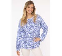 Sweater ZWILLINGSHERZ ""Leo allover"", Damen, Gr. SM (S/M), weiß, Sweatware, Obermaterial: 50% Baumwolle, 50% Polyester, animal-print, comfort fit hüftlang, Rundhals, Sweatshirts Sweater, mit animalis