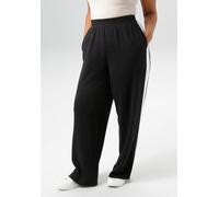 Sweathose ANISTON PLUS, Damen, Gr. 54, N-Gr, schwarz-weiß (schwarz, weiß), Jersey, Obermaterial: 50% Modal, 44% Polyester, 6% Elasthan, unifarben mit Farbeinsatz, lässig geschnitten lang, Hosen Sweath