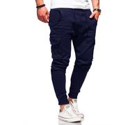Sweathose BEHYPE "Combat", Herren, Gr. S, EURO-Größen, blau (dunkelblau), 65% Baumwolle, 35% Polyester, Hosen Sweathose, mit modernen Cargo-Taschen (33892837-S) dunkelblau