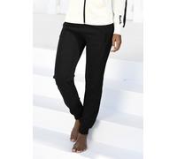 Sweathose BENCH. LOUNGEWEAR, Damen, Gr. 32/34, N-Gr, schwarz, Jersey, Obermaterial: 60% Baumwolle, 40% Polyester, unifarben, bequem lang, Hosen Sweathose, mit Seitenstreifen und schmalem Bein, Loungea