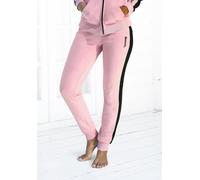 Sweathose BENCH. LOUNGEWEAR, Damen, Gr. 36/38, N-Gr, rosa (rosa, schwarz), Jersey, Obermaterial: 60% Baumwolle, 40% Polyester, unifarben mit Farbeinsatz, bequem lang, Hosen Sweathose, mit Seitenstreif
