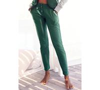 Sweathose BENCH. LOUNGEWEAR Gr. 42, N-Gr, grün (dunkelgrün) Damen Hosen Freizeithosen mit Druckknöpfen am Bund, Loungeanzug (93077837-42)