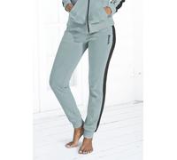 Sweathose BENCH. LOUNGEWEAR, Damen, Gr. 56/58, N-Gr, grün (mint, schwarz), Jersey, Interlock, Obermaterial: 60% Baumwolle, 40% Polyester, unifarben mit Farbeinsatz, casual, bequem lang, Hosen, mit Sei