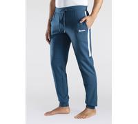 Sweathose BENCH. LOUNGEWEAR, Damen, Gr. 60/62 (XXL), N-Gr, blau (petrol), Sweatware, Obermaterial: 60% Baumwolle, 40% Polyester, unifarben mit Farbeinsatz, Basic, bequem lang, Hosen Sweathose, mit Bün