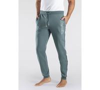 Sweathose BENCH. LOUNGEWEAR, Herren, Gr. 44/46 (S), N-Gr, blau (hellpetrol), Sweatware, Obermaterial: 60% Baumwolle, 40% Polyester, unifarben mit Farbeinsatz, Basic, bequem lang, Hosen Sweathose, mit