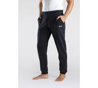 Sweathose BENCH. LOUNGEWEAR, Herren, Gr. 44/46 (S), N-Gr, schwarz, angeraute Sweatware, Obermaterial: 60% Baumwolle, 40% Polyester, unifarben, Basic, bequem lang, Hosen Sweathose, mit Logoprint (86588