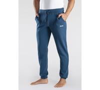Sweathose BENCH. LOUNGEWEAR, Herren, Gr. 48/50 (M), N-Gr, blau (petrol), angeraute Sweatware, Obermaterial: 60% Baumwolle, 40% Polyester, unifarben, Basic, bequem lang, Hosen Sweathose, mit Logoprint 