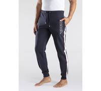 Sweathose BENCH. LOUNGEWEAR, Herren, Gr. 56/58 (XL), N-Gr, blau (navy, weiß), Sweatware, Obermaterial: 60% Baumwolle, 40% Polyester, unifarben mit Farbeinsatz, Basic, bequem lang, Hosen Sweathose, mit