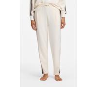 Sweathose BOSS "Mirage_Pants Tapered", Damen, Gr. S, N-Gr, open weiß 118, Modal, Obermaterial: 49% Modal, 43% Polyester, 8% Elasthan, bequem lang, Hosen Sweathose, elastischer Bund, kontrastfarbene St
