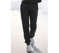 Sweathose BUFFALO, Damen, Gr. 36/38, N-Gr, schwarz, Single Jersey, Obermaterial: 60% Baumwolle, 40% Polyester, unifarben, bestickt, modisch, bequem lang, Hosen, mit seitlichen Taschen und Logostickere