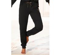 Sweathose BUFFALO, Damen, Gr. 48/50, N-Gr, schwarz, Sweatware, Obermaterial: 60% Baumwolle, 40% Polyester, bedruckt, unifarben, bequem lang, Hosen Sweathose, Loungehose mit seitlichen Taschen und klei