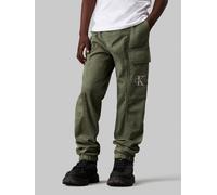 Sweathose CALVIN KLEIN "ESSENTIAL WOVEN CARGO PANTS", Jungen, Gr. 14 (164), N-Gr, grün (dusty olive), Web, Obermaterial: 98% Baumwolle, 2% Elasthan, unifarben, regular fit normal, Hosen Sweathose, für