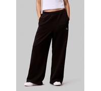 Sweathose CALVIN KLEIN JEANS "A- FRENCH TERRY BADGE LOGO PANT", Damen, Gr. XXL (46), N-Gr, schwarz, Sweatware, Obermaterial: 100% Baumwolle, unifarben, weit lang, Hosen Sweathose, mit weitem Bein (361