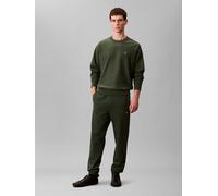 Sweathose CALVIN KLEIN JEANS "EU 350TERRY MONOGRAM JOGGER", Herren, Gr. L, N-Gr, grün (sycamore), Sweatware, Obermaterial: 100% Baumwolle, unifarben, regular fit lang, Hosen Sweathose, regular fit (18