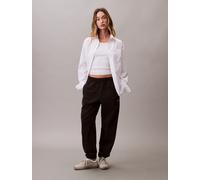 Sweathose CALVIN KLEIN JEANS "MONOLOGO FRENCH TERRY JOGGER", Damen, Gr. XL (44), N-Gr, schwarz, Jersey, Obermaterial: 86% Baumwolle, 14% Polyester, unifarben, bequem lang, Hosen Sweathose (96327833-XL