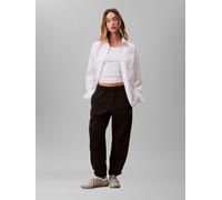 Sweathose CALVIN KLEIN JEANS "MONOLOGO FRENCH TERRY JOGGER", Damen, Gr. XS (36), N-Gr, schwarz, Jersey, Obermaterial: 86% Baumwolle, 14% Polyester, unifarben, bequem lang, Hosen Sweathose (96327833-XS