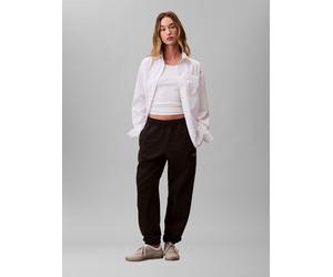 Sweathose CALVIN KLEIN JEANS "MONOLOGO FRENCH TERRY JOGGER", Damen, Gr. XXL (46), N-Gr, schwarz, Jersey, Obermaterial: 86% Baumwolle, 14% Polyester, unifarben, bequem lang, Hosen Sweathose (96327833-X