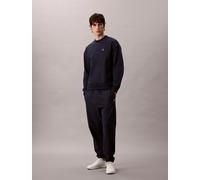 Sweathose CALVIN KLEIN JEANS "PREMIUM TERRY MONOGRAM JOGGER", Herren, Gr. XL, N-Gr, blau (schwarz sapphire), Web, Obermaterial: 86% Baumwolle, 14% Polyester, unifarben, regular fit lang, Hosen Sweatho