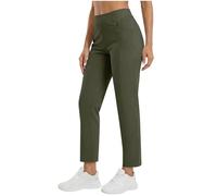 Sweathose Damen Stoffhose Damen 7/8 Länge mit Taschen Elegant Business Hosen Casual Schlupfhosen Stretch Schmale Slim Fit Hose Arbeit XXL Green