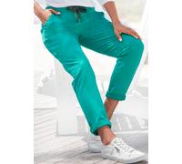 Sweathose ELBSAND "Brinja", Damen, Gr. L (40), N-Gr, blau (blaugrün), Sweatware, Obermaterial: 95% Baumwolle, 5% Elasthan, unifarben, figurumspielend lang, Hosen Sweathose, mit Taschen und breiten Kor