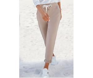 Sweathose ELBSAND "Brinja", Damen, Gr. L (40), N-Gr, grau (taupe), Sweatware, Obermaterial: 95% Baumwolle, 5% Elasthan, unifarben, figurumspielend lang, Hosen Sweathose, mit Taschen und breiten Kordel