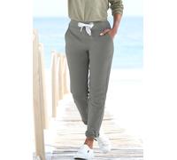 Sweathose ELBSAND "Brinja", Damen, Gr. L (40), N-Gr, grün, Sweatware, Obermaterial: 95% Baumwolle, 5% Elasthan, unifarben, figurumspielend lang, Hosen Sweathose, mit Taschen und breiten Kordeln, Joggi
