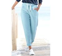 Sweathose ELBSAND "Brinja", Damen, Gr. L (40), N-Gr, hellblau, Sweatware, Obermaterial: 95% Baumwolle, 5% Elasthan, unifarben, figurumspielend lang, Hosen Sweathose, mit Taschen und breiten Kordeln, J