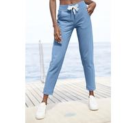 Sweathose ELBSAND "Brinja", Damen, Gr. M (38), N-Gr, blau (azurblau), Sweatware, Obermaterial: 95% Baumwolle, 5% Elasthan, unifarben, figurumspielend lang, Hosen Sweathose, mit Taschen und breiten Kor