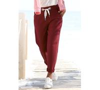 Sweathose ELBSAND "Brinja", Damen, Gr. M (38), N-Gr, weinrot, Sweatware, Obermaterial: 95% Baumwolle, 5% Elasthan, unifarben, figurumspielend lang, Hosen Sweathose, mit Taschen und breiten Kordeln, Jo