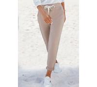 Sweathose ELBSAND "Brinja", Damen, Gr. S (36), N-Gr, grau (taupe), Sweatware, Obermaterial: 95% Baumwolle, 5% Elasthan, unifarben, figurumspielend lang, Hosen Sweathose, mit Taschen und breiten Kordel