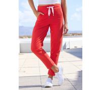 Sweathose ELBSAND "Brinja", Damen, Gr. S (36), N-Gr, rot, Sweatware, Obermaterial: 95% Baumwolle, 5% Elasthan, unifarben, figurumspielend lang, Hosen Sweathose, mit Taschen und breiten Kordeln, Joggin