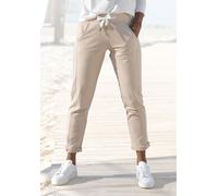 Sweathose ELBSAND "Brinja", Damen, Gr. XXL (44), N-Gr, beige (sand), Sweatware, Obermaterial: 95% Baumwolle, 5% Elasthan, unifarben, figurumspielend lang, Hosen Sweathose, mit Taschen und breiten Kord