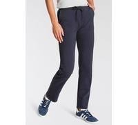 Sweathose FLASHLIGHTS, Damen, Gr. 32/34, N-Gr, blau (marine), Sweatware, Obermaterial: 95% Baumwolle, 5% Elasthan, unifarben, Basic, lässig geschnitten lang, Hosen Sweathose, Mit Geradem Bein (1220496