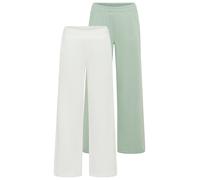 Sweathose FLASHLIGHTS, Damen, Gr. 44, N-Gr, sanftes weiß_salbeigrün, angeraute Sweatware, Obermaterial: 60% Baumwolle, 40% Polyester, unifarben, Basic, lässig geschnitten knöchellang, Hosen Sweathose,