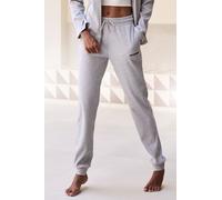 Sweathose FRENCH CONNECTION, Damen, Gr. 40/42, N-Gr, grau (hellgrau), Rippware, Obermaterial: 81% Polyester, 15% Viskose, 4% Elasthan, meliert, casual, bequem lang, Hosen, aus weicher Rippstruktur, Lo