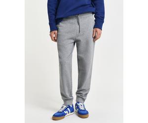 Sweathose GANT "REG SHIELD SWEATPANTS", Herren, Gr. S, N-Gr, grau (grau melange), Web, Obermaterial: 87% Baumwolle, 13% Polyester, meliert, regular fit knöchellang, Hosen Sweathose, mit Logostickerei