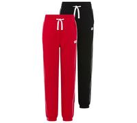 Sweathose H.I.S "2er Packung H.I.S Sweathosen mit Piping an der Seite", Jungen, Gr. 152/158, N-Gr, rot, schwarz, angeraute Sweatware, Obermaterial: 60% Baumwolle, 40% Polyester, unifarben, Basic lang,