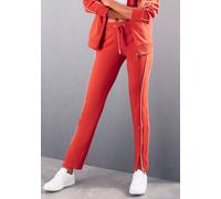 Sweathose H.I.S, Damen, Gr. 32/34, N-Gr, rot, Interlock, Obermaterial: 60% Baumwolle, 40% Polyester, unifarben, Basic, bequem lang, Hosen Sweathose, mit Reißverschluss am Beinsaum, Loungeanzug (550073