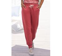 Sweathose H.I.S, Damen, Gr. 32/34, N-Gr, rot, Obermaterial: 60% Baumwolle, 40% Polyester, unifarben, bequem lang, Hosen Sweathose, mit elastischem Tunnelzugbund (17263528-32) rot