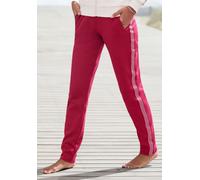 Sweathose H.I.S, Damen, Gr. 44/46, N-Gr, rot, Interlock, Obermaterial: 60% Baumwolle, 40% Polyester, unifarben, Basic, bequem lang, Hosen Sweathose, mit seitlichen Streifen, Loungewear (79123134-44) r