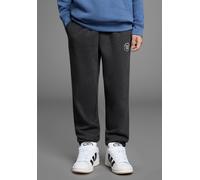 Sweathose H.I.S "H.I.S Basic Sweatshose, Jogginghose für Jungen", Jungen, Gr. 164/170, N-Gr, grau (anthrazit meliert), angeraute Sweatware, Obermaterial: 60% Baumwolle, 40% Polyester, bedruckt, Basic 