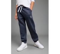 Sweathose H.I.S "H.I.S Basic Sweatshose, Jogginghose für Jungen", Jungen, Gr. 164/170, N-Gr, grau (marine meliert), angeraute Sweatware, Obermaterial: 60% Baumwolle, 40% Polyester, bedruckt, Basic lan